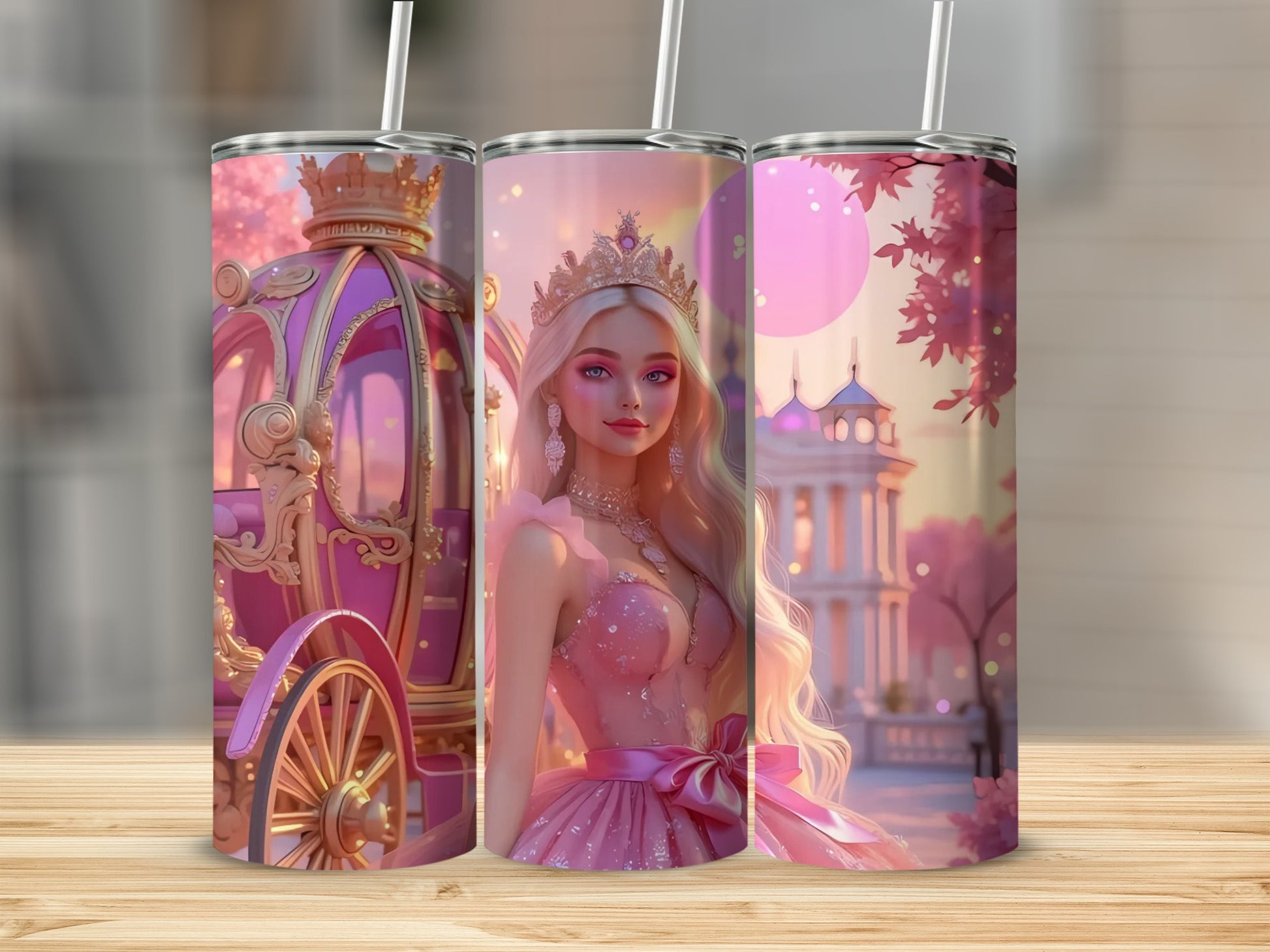 Princess Carriage and Castle Design Tumbler