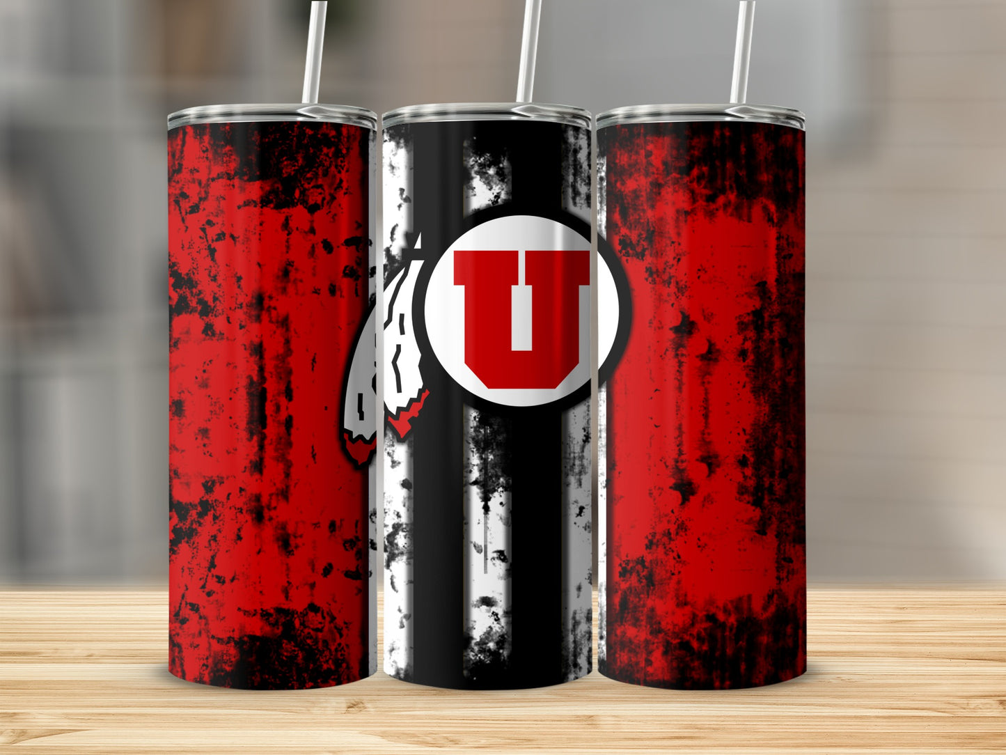 Sporty Red Black and White Tall Drinks Tumblers