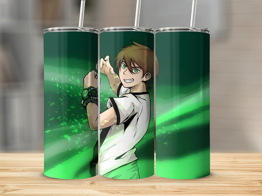 Ben Action Hero Green Glow Tumbler with Straw
