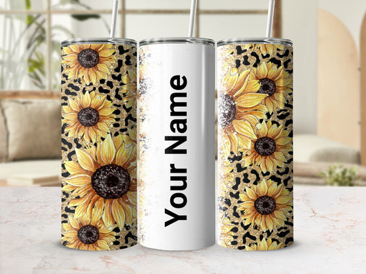Sunflower Themed Personalized Tumbler with Your Name