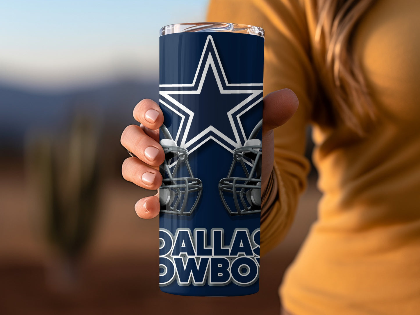 Dallas Cowboys Football Helmets With Starry Border Tumblers