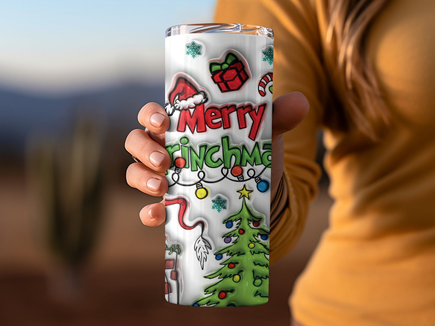 Merry Grinchmas Christmas Tree and Gifts Tumbler