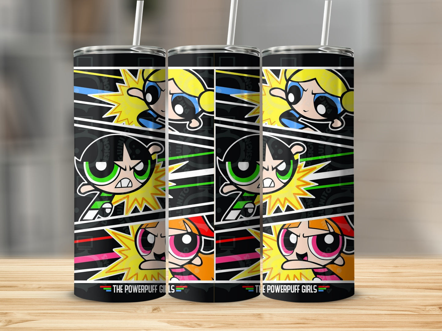 The Powerpuff Girls Colorful Tumbler with Straw