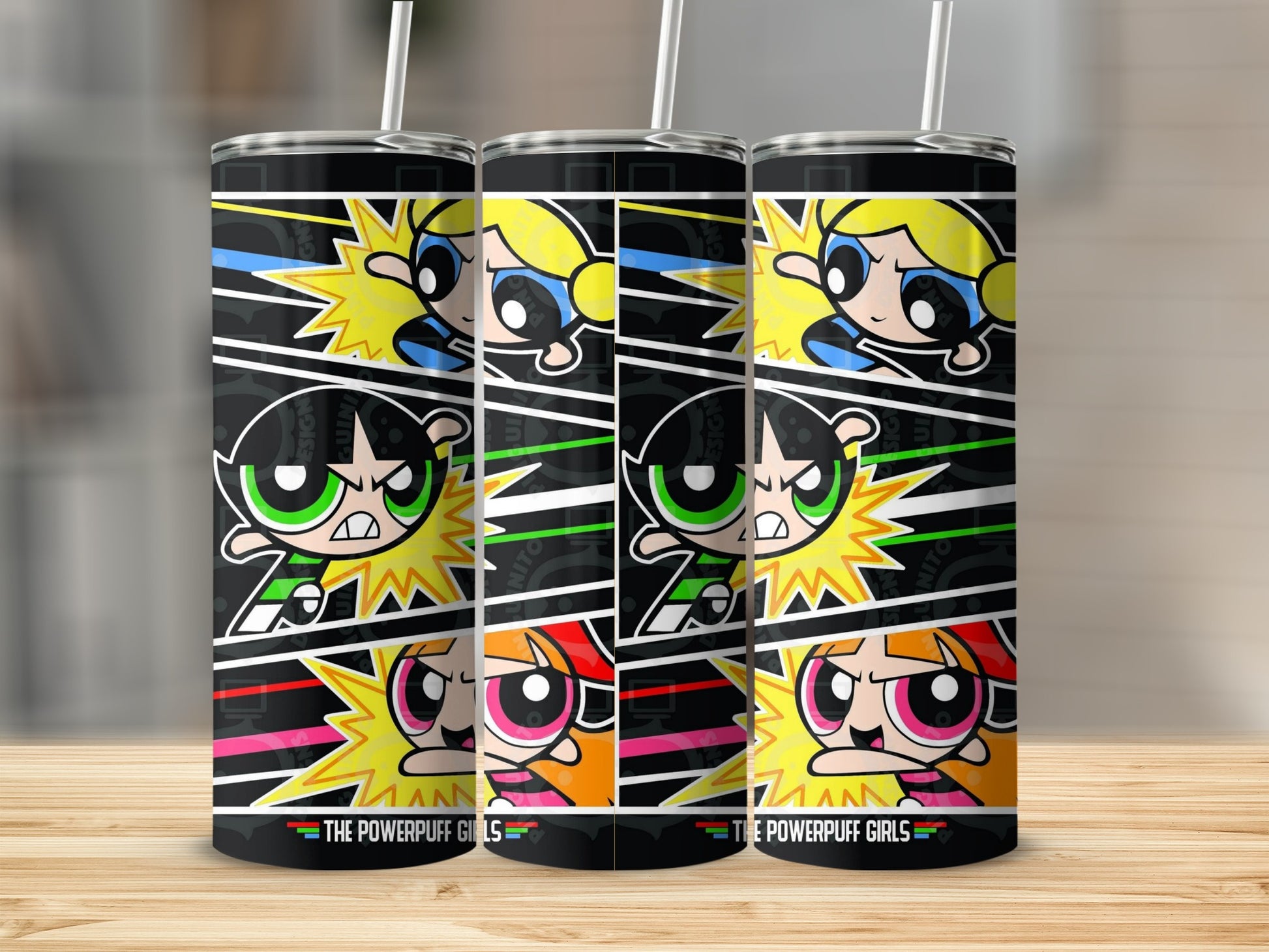 The Powerpuff Girls Colorful Tumbler with Straw