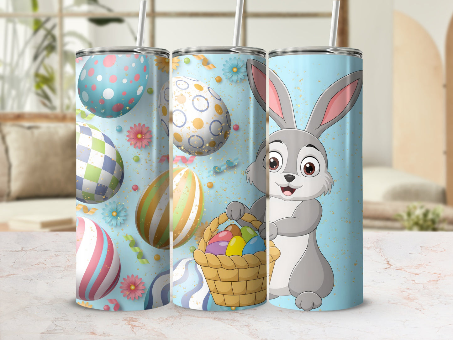 Adorable Rabbit Easter Eggs Design Tumbler Cups