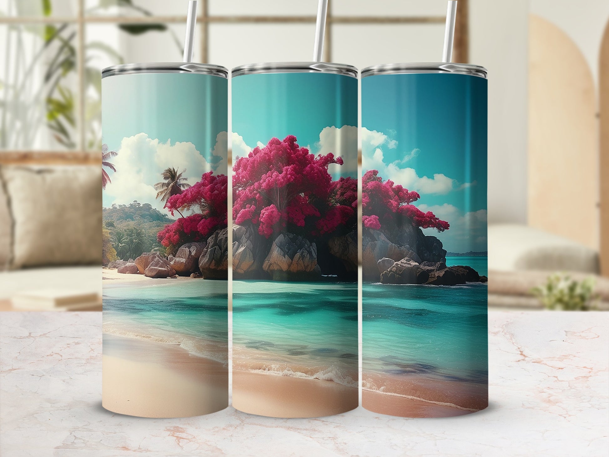 Beautiful Tropical Island Themed Tumblers product