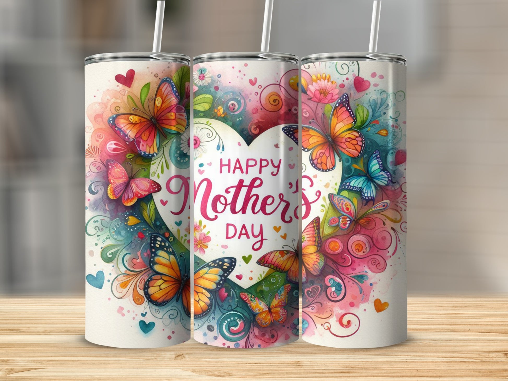 Colorful Happy Mother's Day Butterflies Tumbler