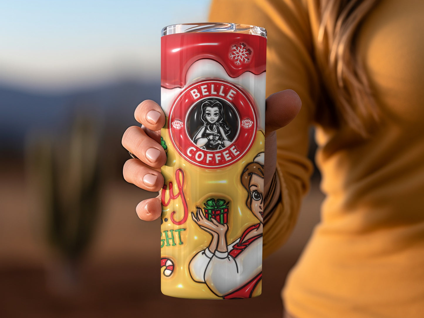 Belle Coffee Christmas Design Tumbler with Handle