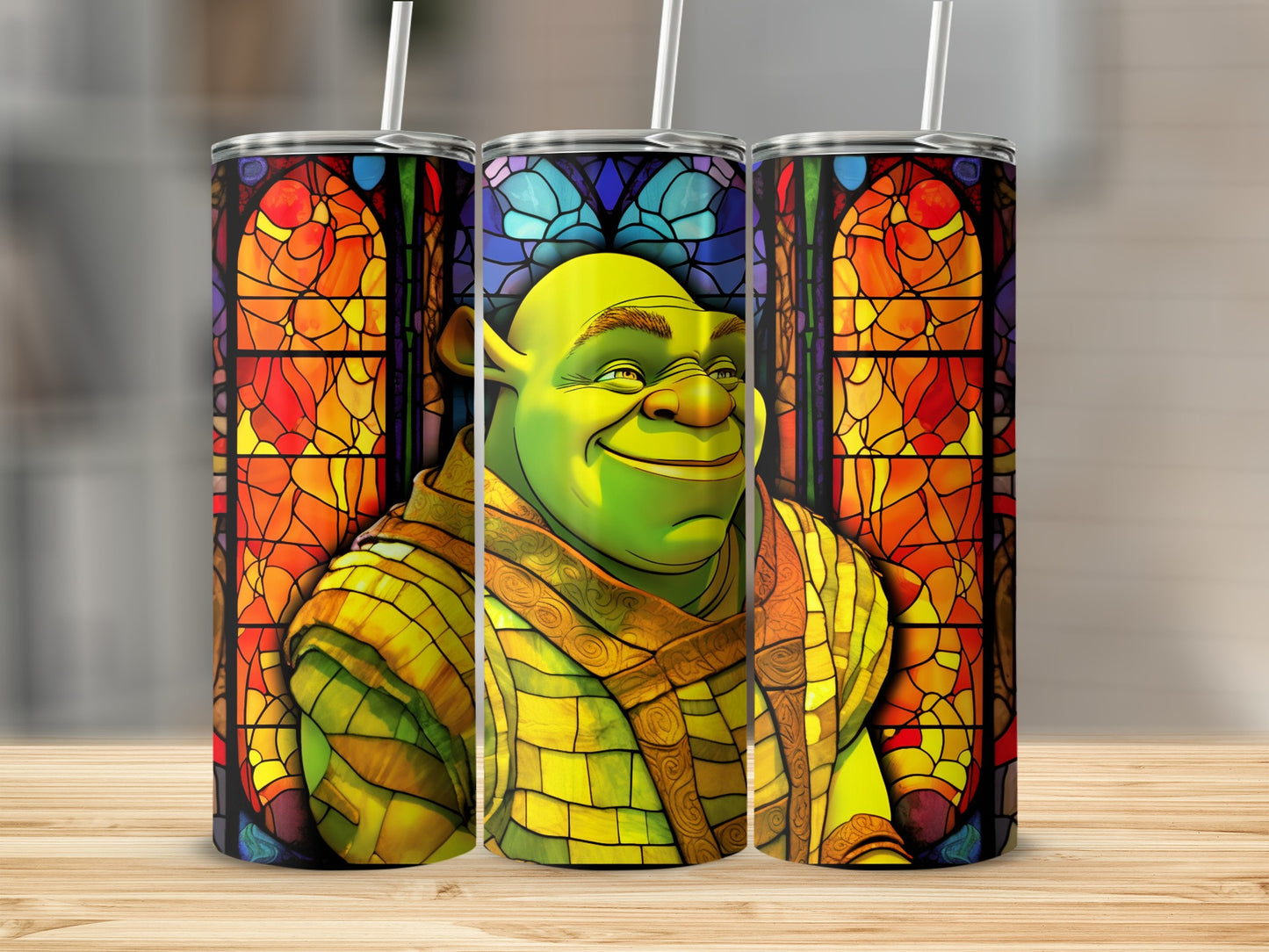 Stained Glass Style Green Character Tall Tumbler