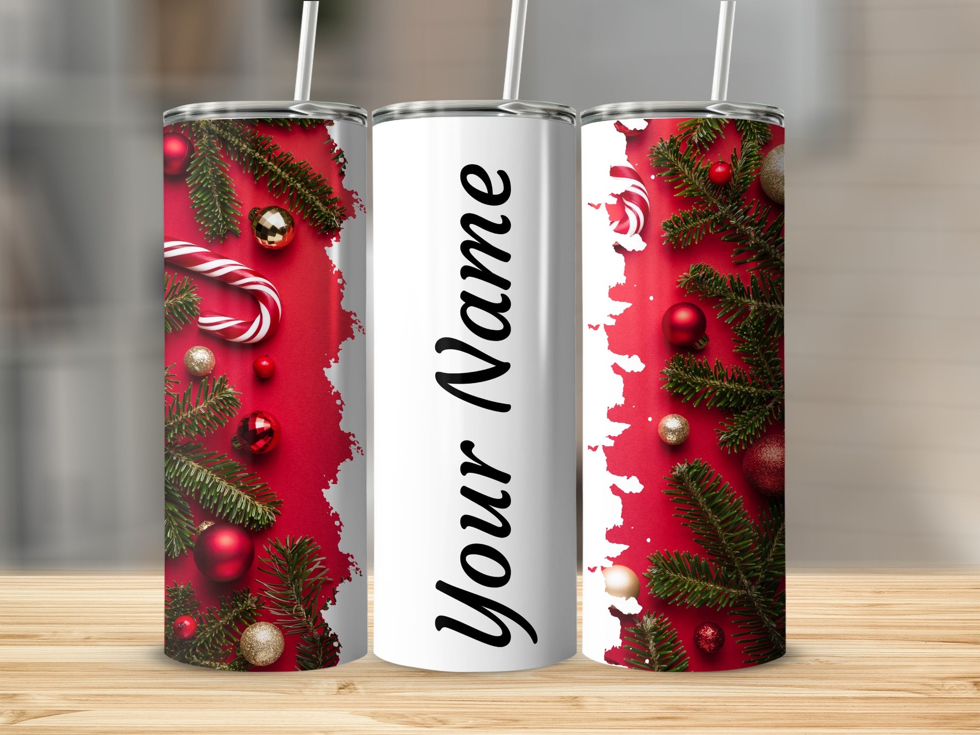 Personalized Christmas Tumbler with Custom Name Design