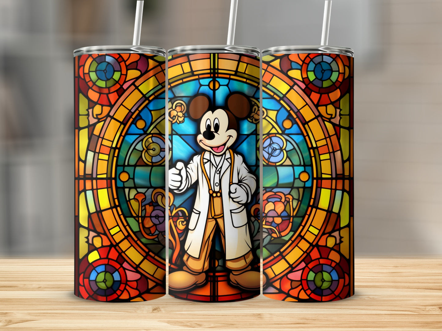 Colorful Stained Glass Cartoon Character Tumbler