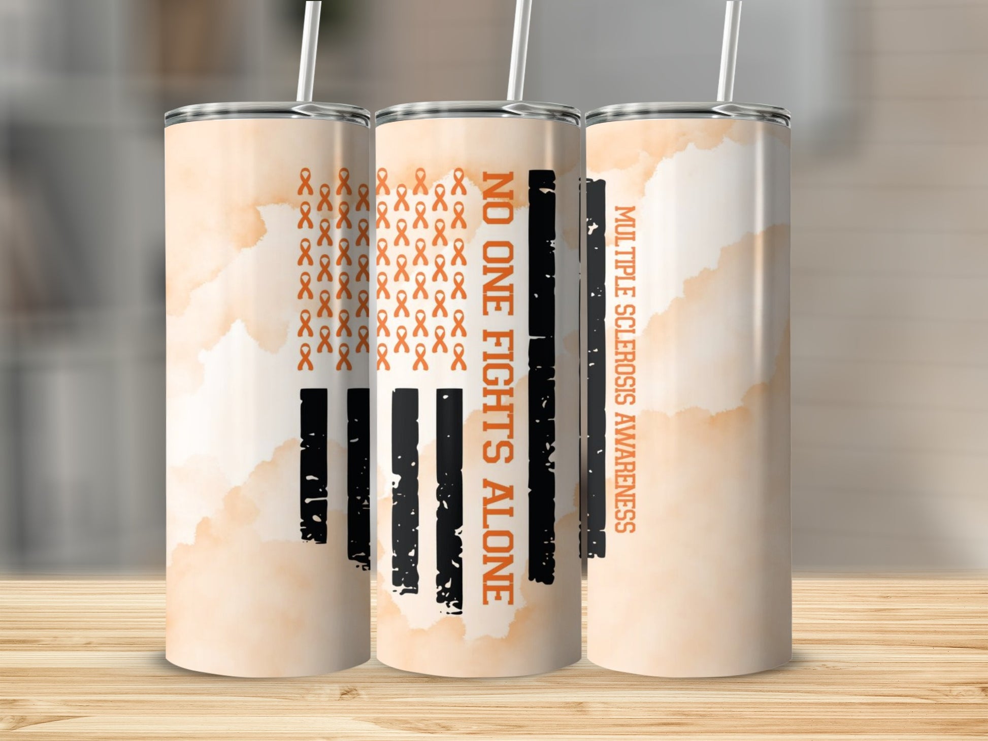No One Fights Alone Multiple Sclerosis Awareness Tumbler