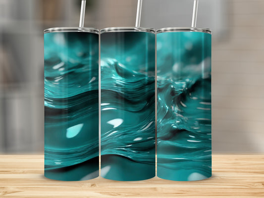 Teal Wave Abstract Glossy Dynamic Tumbler product type