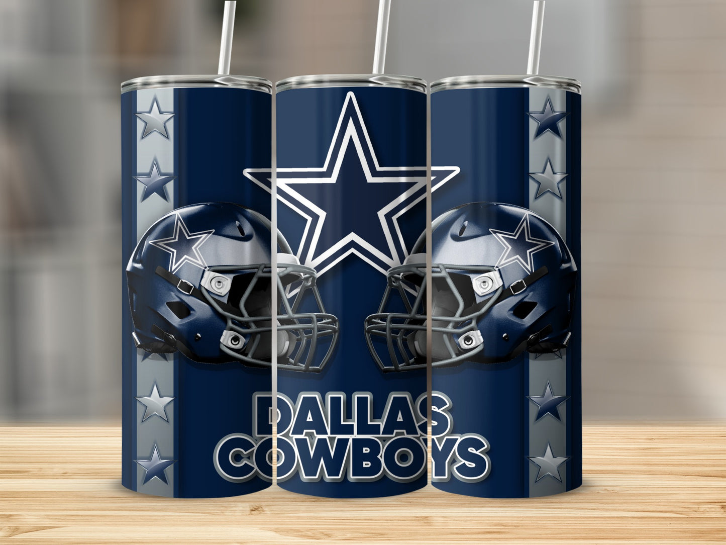 Dallas Cowboys Football Helmets With Starry Border Tumblers