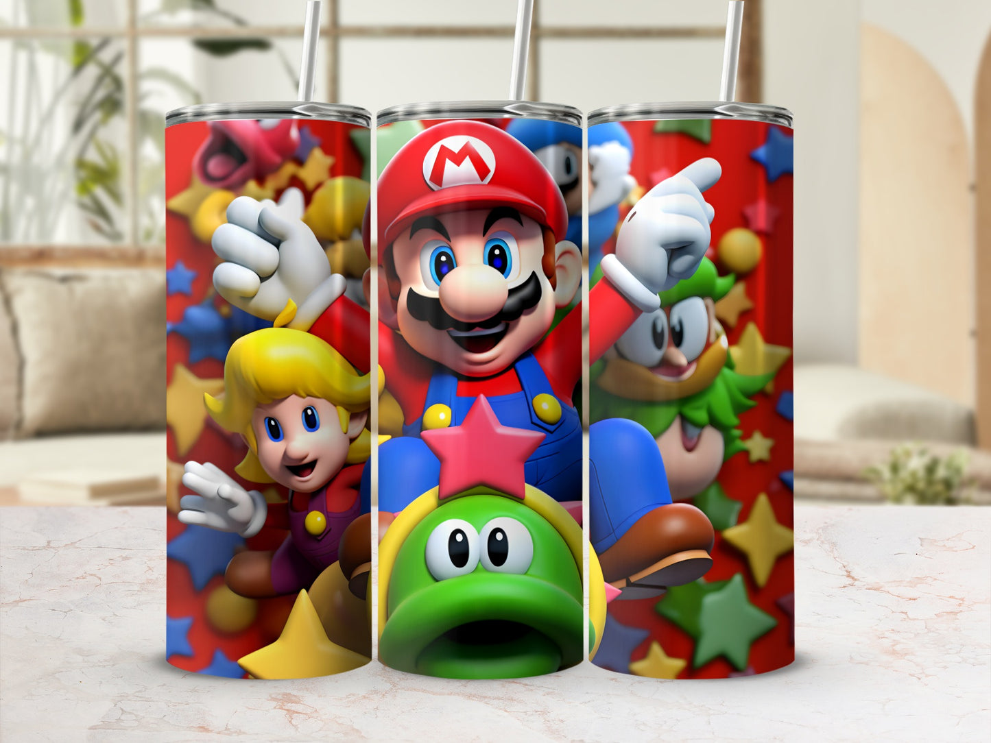 Animated Characters Colorful Tumbler with Straw