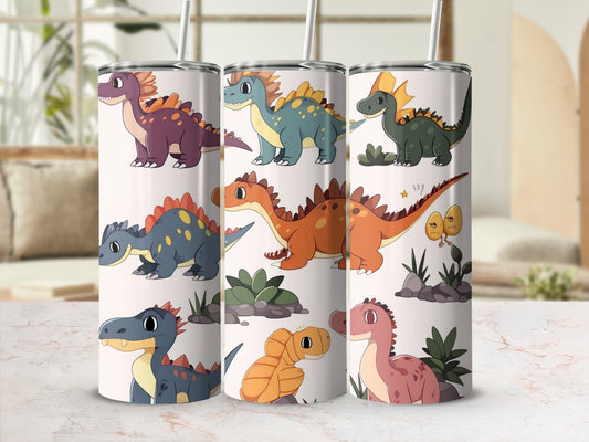 Dinosaur Cartoon Design Tumbler Kids Fun Drinkware