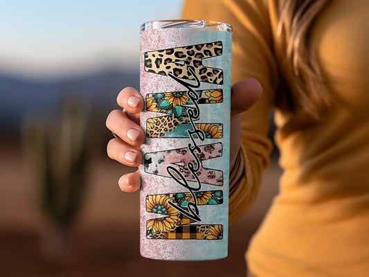 Blessed Animal Print and Floral Tumbler