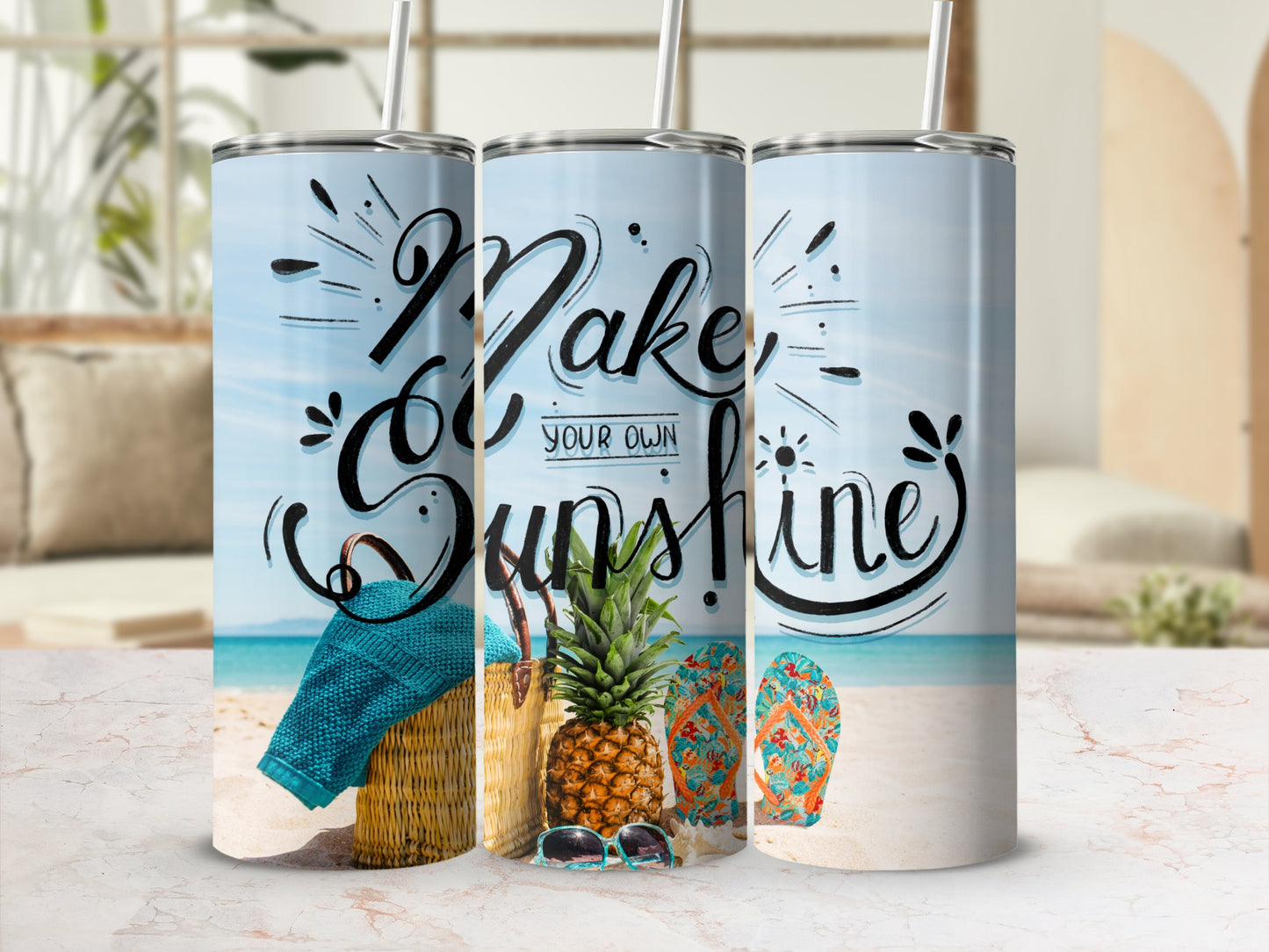 Make Your Own Sunshine Tumbler with Beach Scene