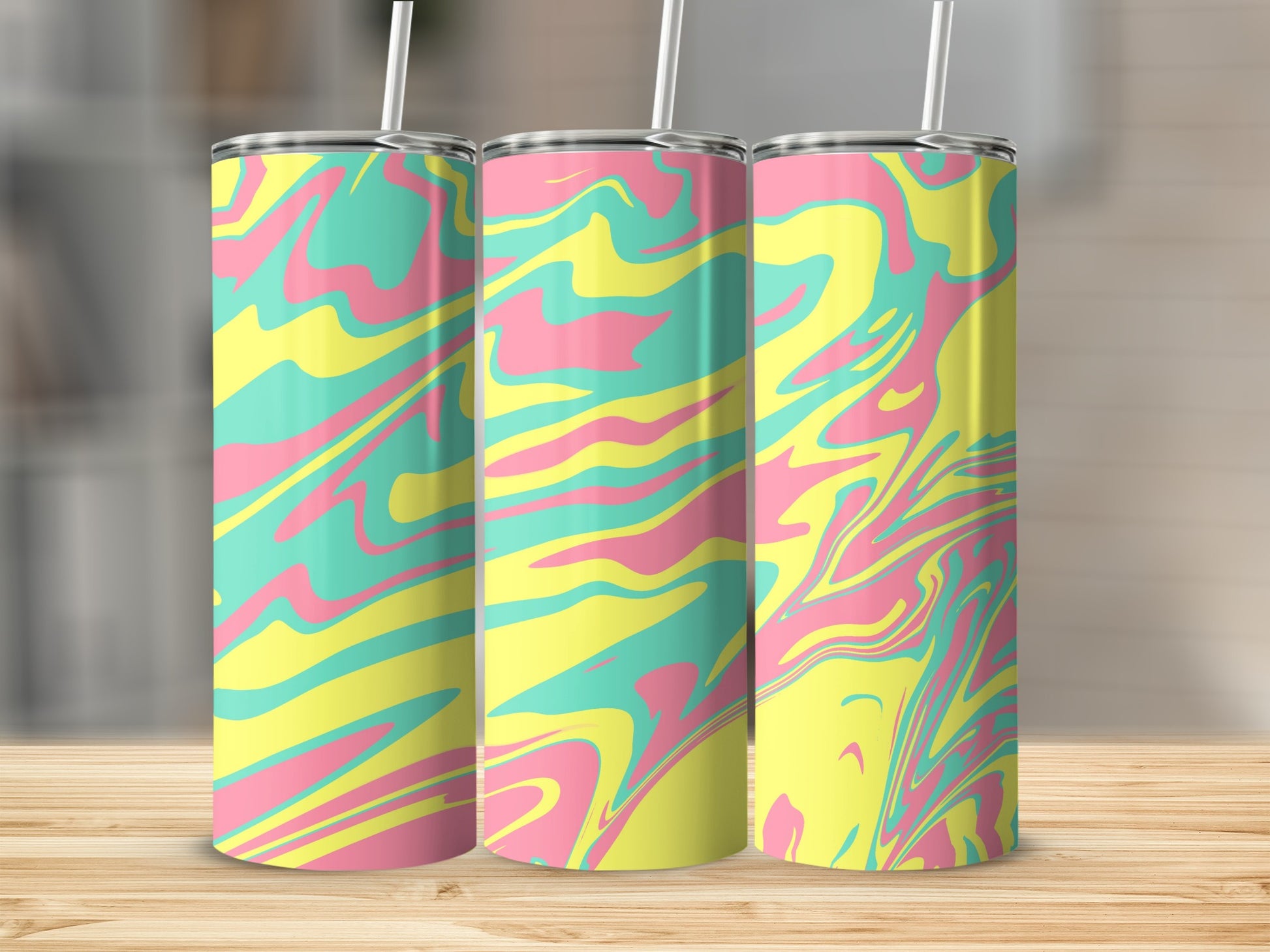Vibrant Neon Swirl Design Tumbler Perfect for Beverages