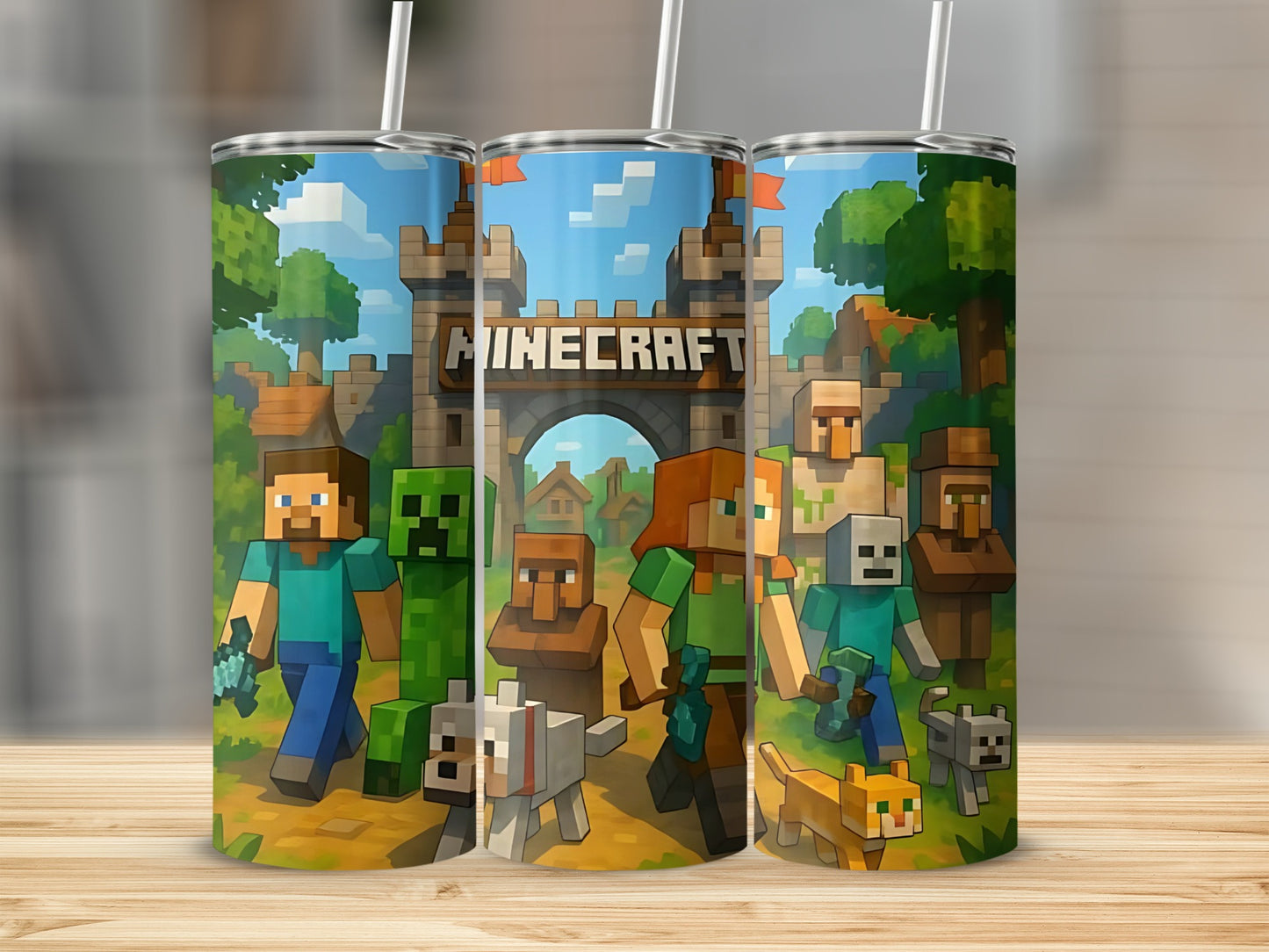 Minecraft Characters and Animals Artwork Tumbler Design