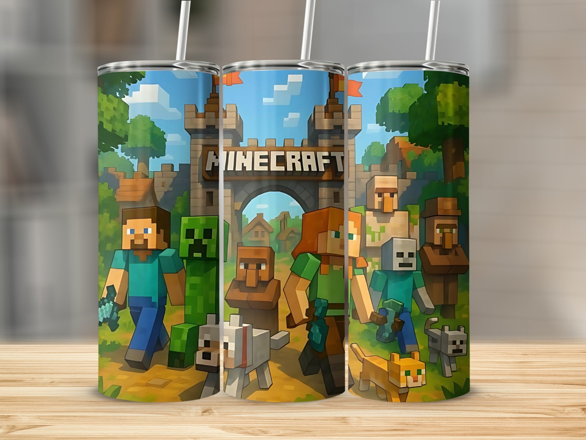 Minecraft Characters and Animals Artwork Tumbler Design