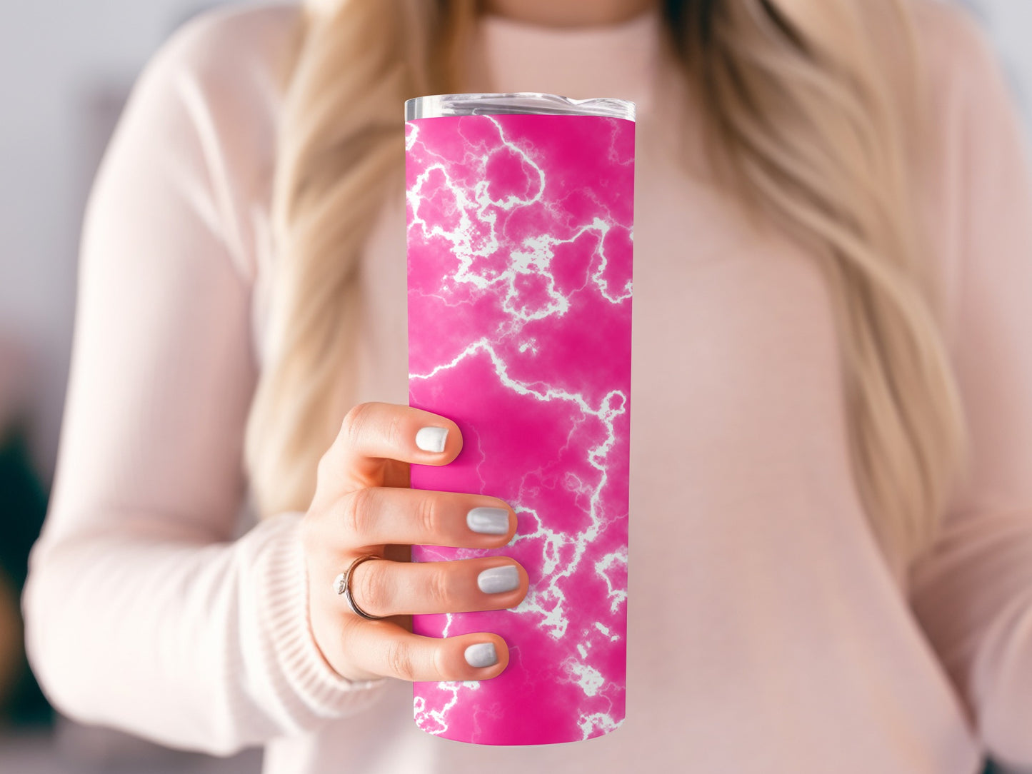 Pink Lightning Style Abstract Surface Design Great Tumblers