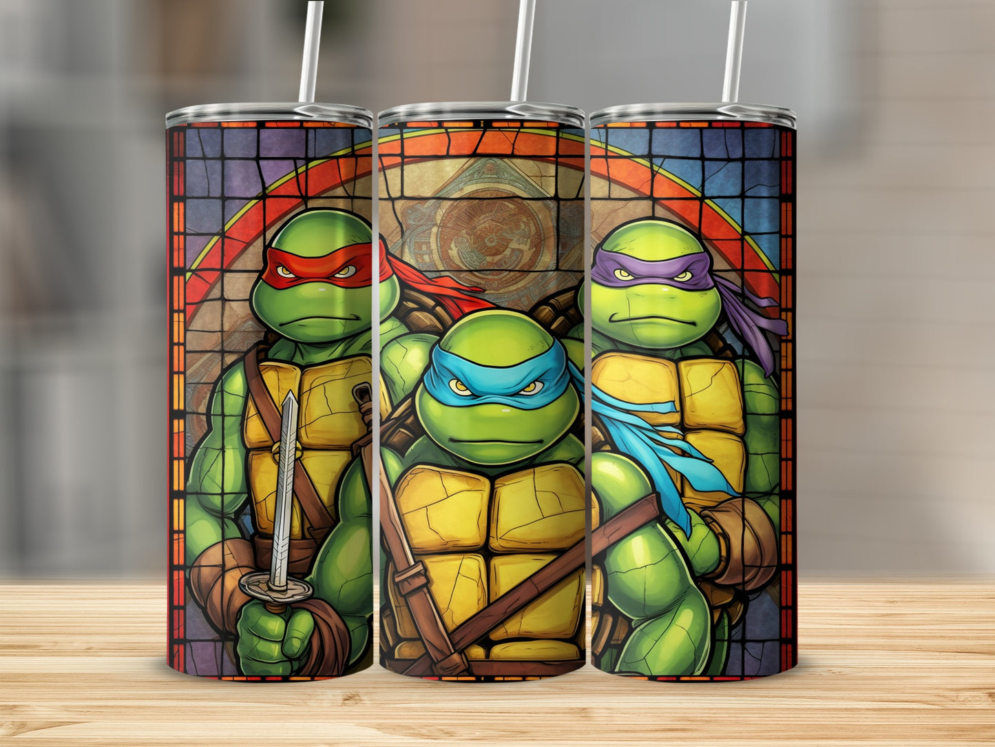 Ninja Turtles Stained Glass Design Tumbler Product
