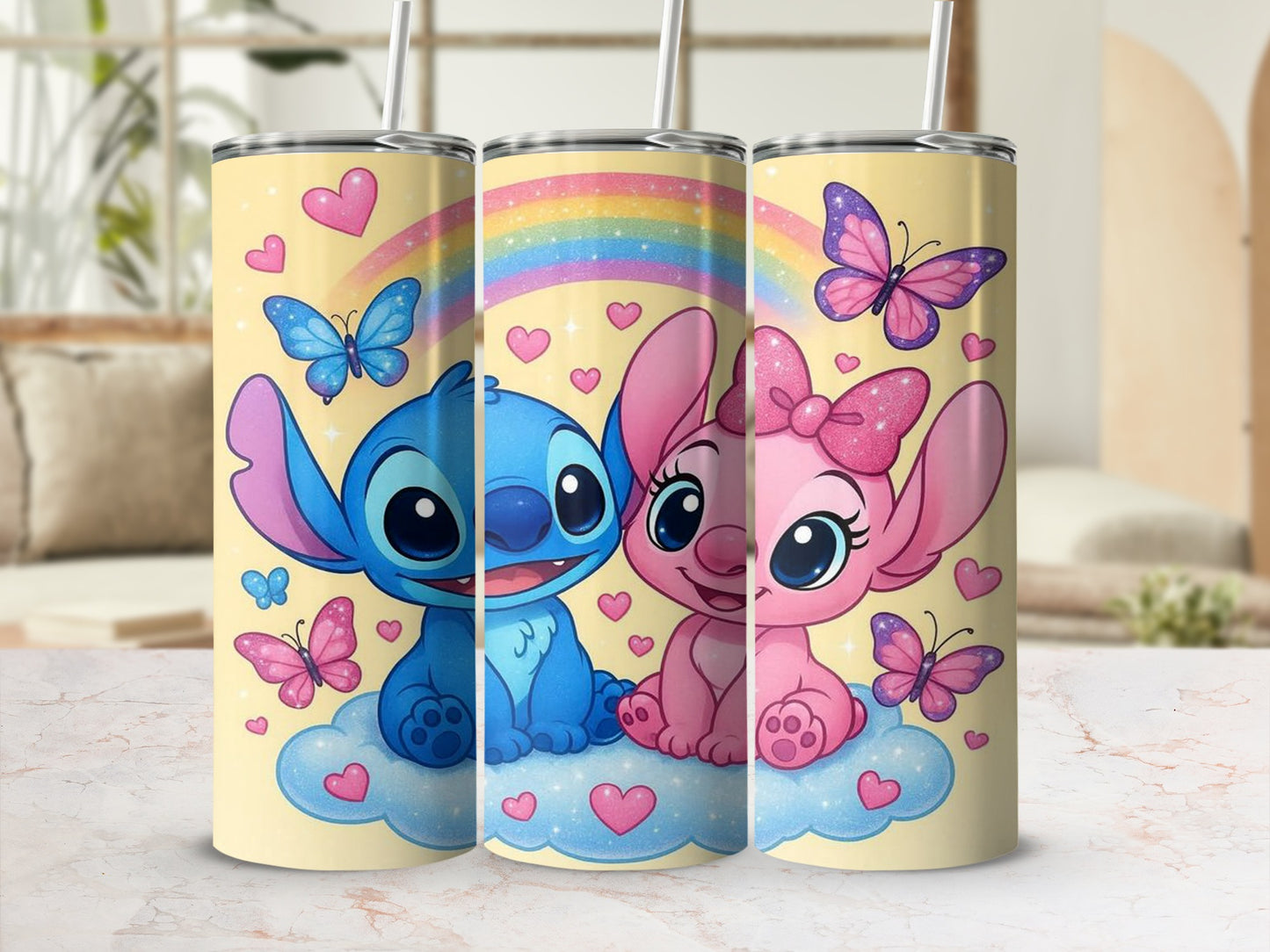 Cute Animated Characters and Butterflies Tumbler