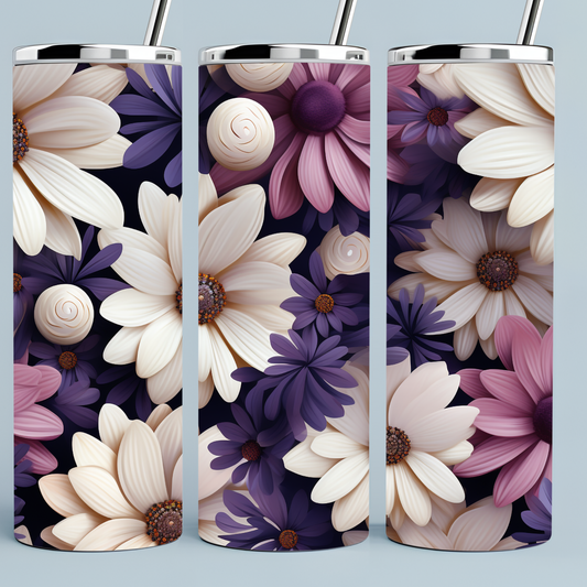 Purple White Daisy tumbler