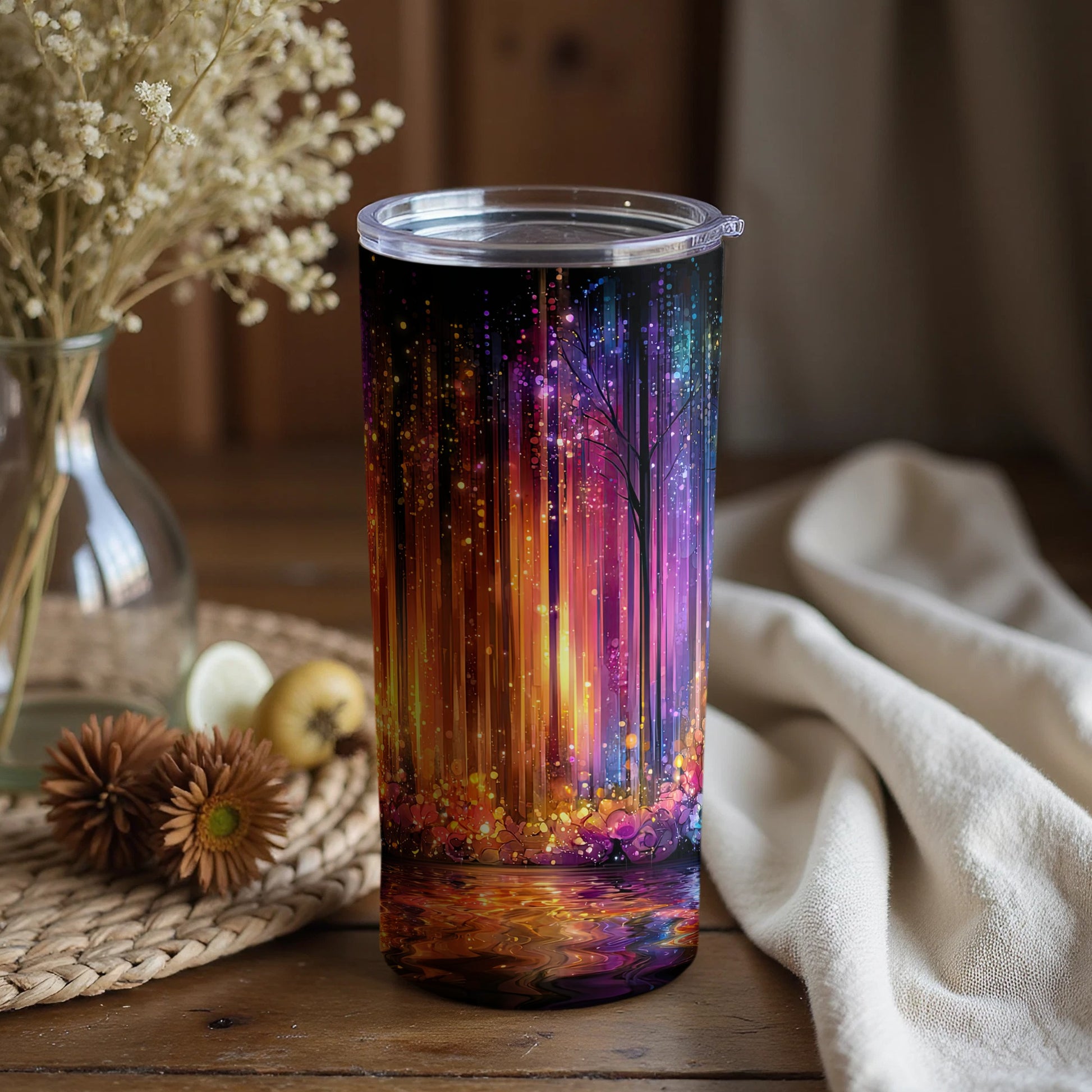 Vivid Multicolor Artistic Forest Insulated Tumbler