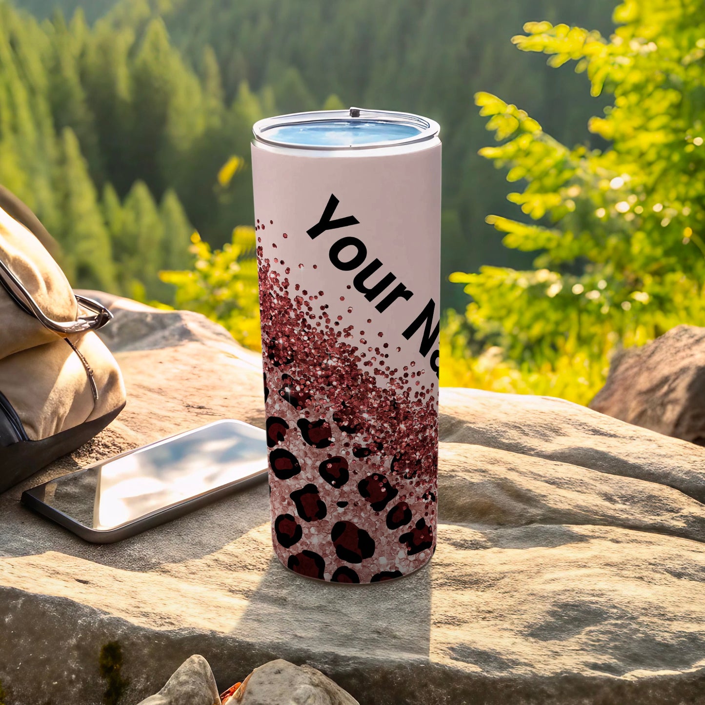 Custom Glitter Leopard Print Tumbler for Trendy Users