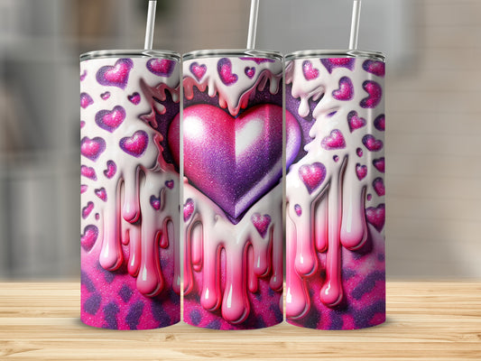 Heart Dripping With Hearts Pattern Design Valentine Tumblers