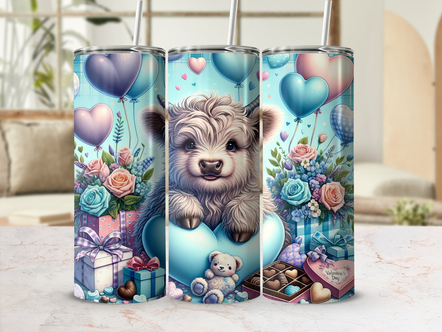 Adorable Highland Cow Valentine Hearts Gifts Tumbler product type