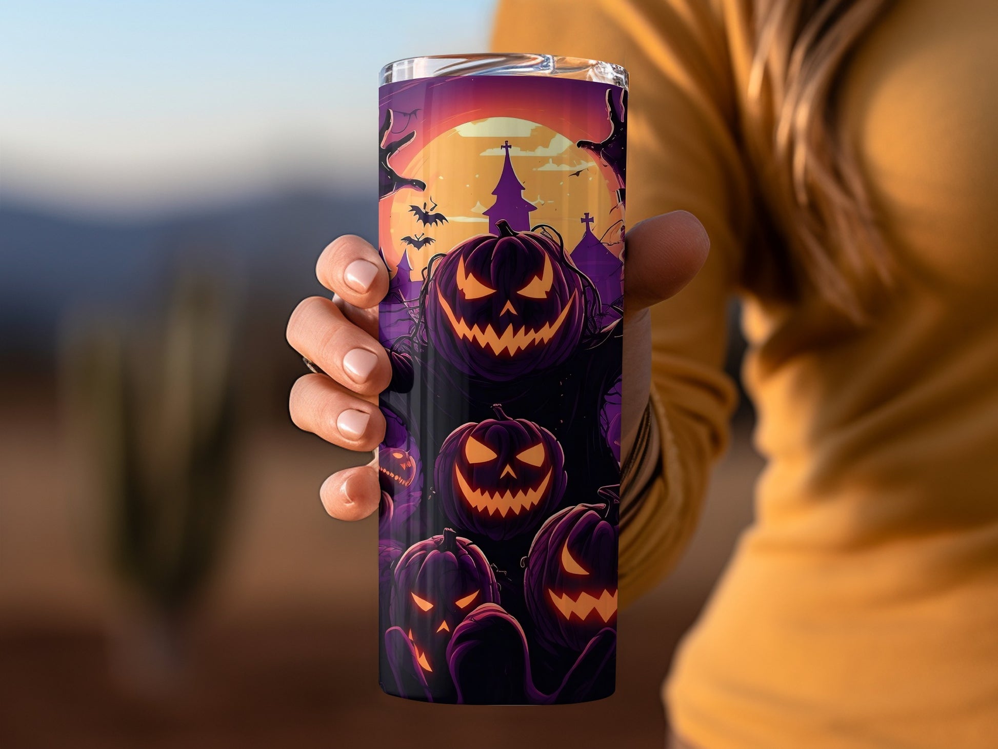 Spooky Pumpkin Patch Halloween Travel Mug