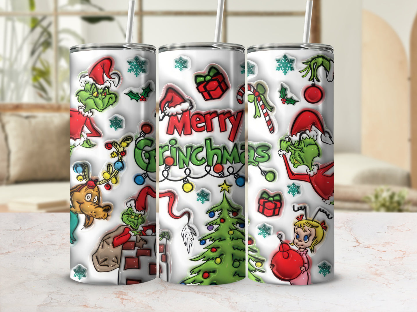 Merry Grinchmas Holiday Themed Tumbler Cup