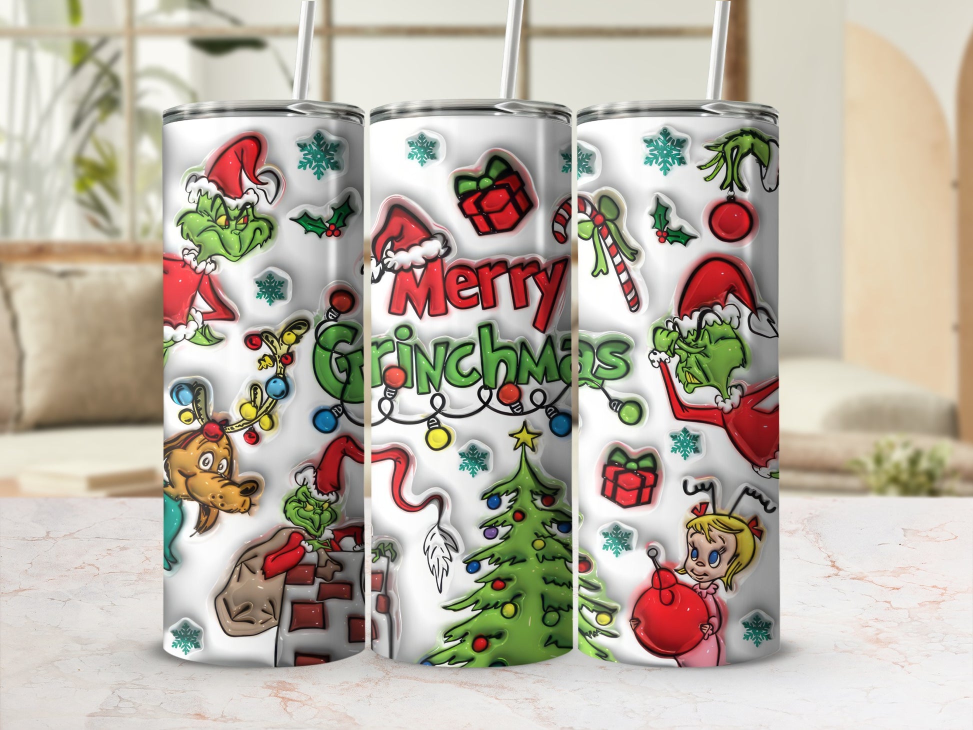Merry Grinchmas Holiday Themed Tumbler Cup