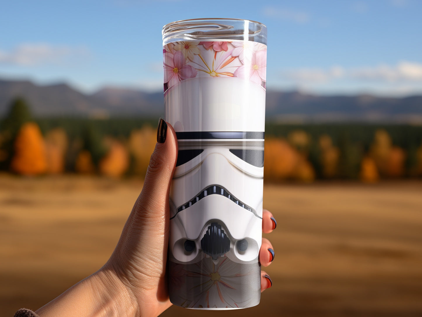 Floral Stormtrooper Travel Mug Design for Daily Use