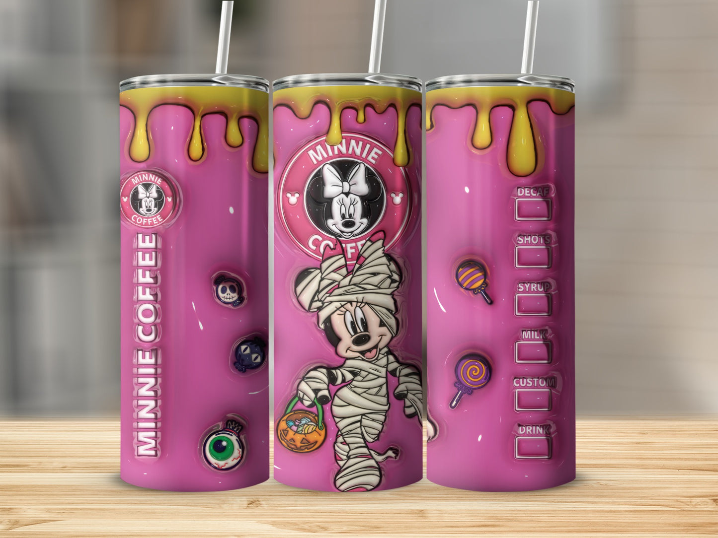 Minnie Coffee Halloween Tumblers with Spooky Designs