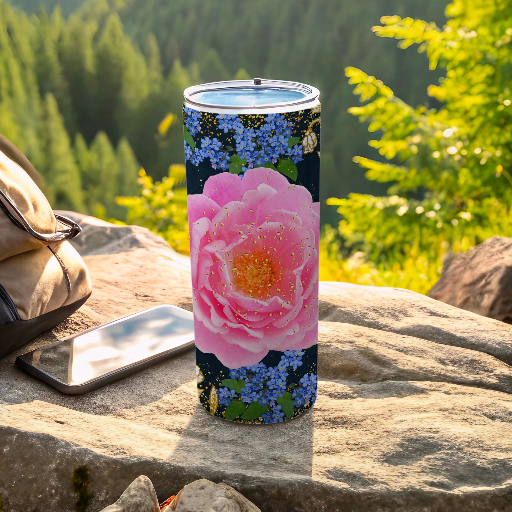 Pink Rose and Blue Flower Tumblers for All Occasions