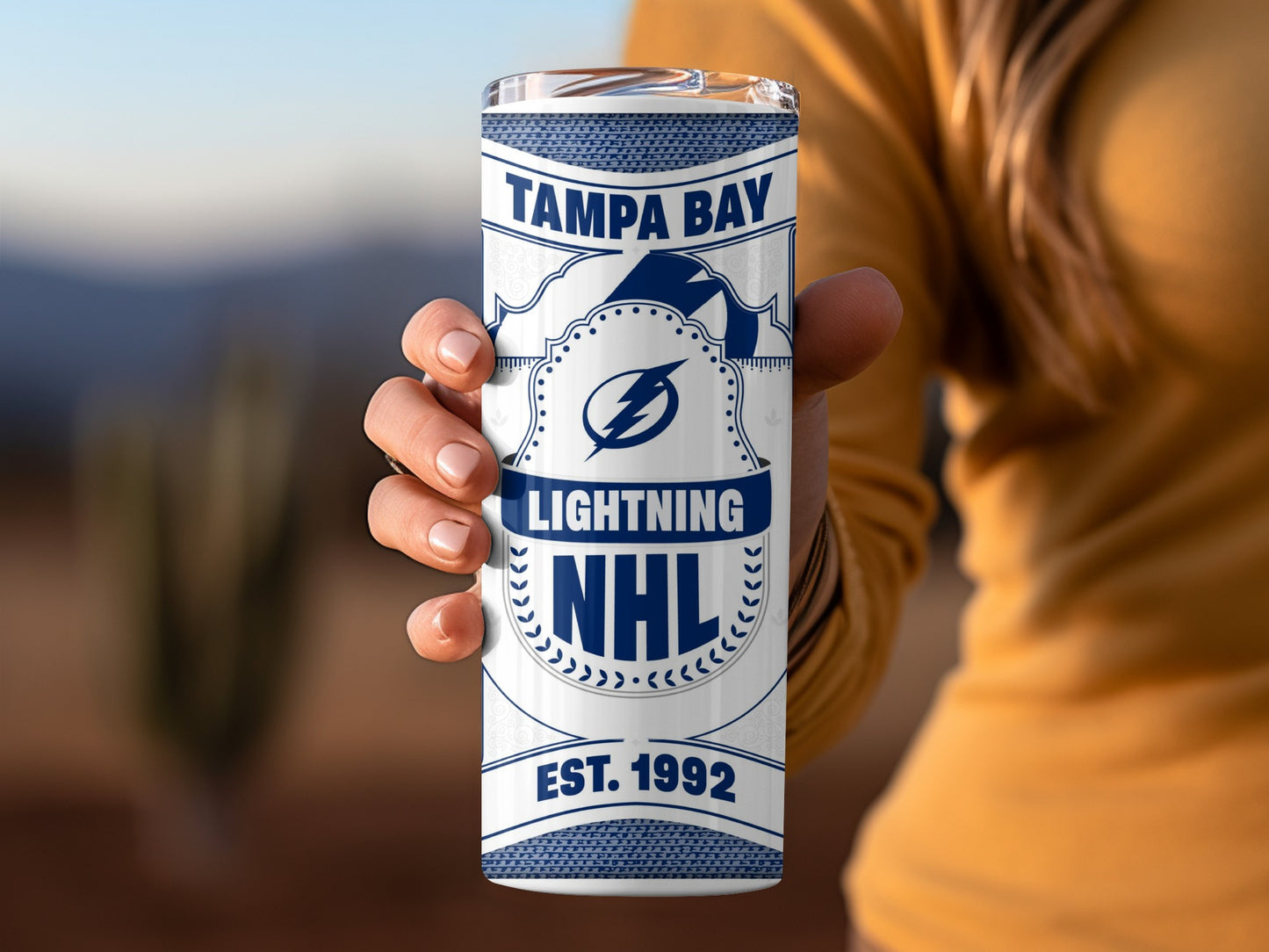 Tampa Bay Lightning NHL Est. 1992 Blue Background Tumbler