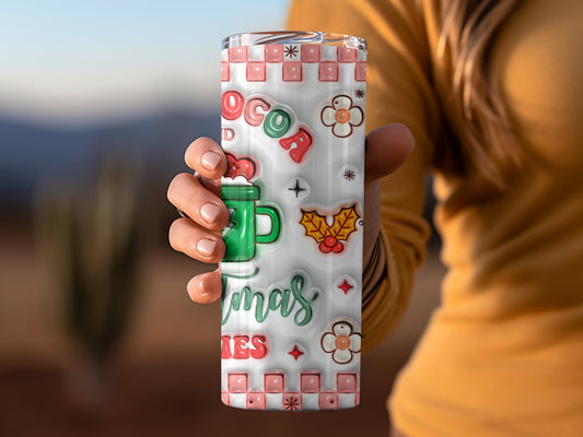 Festive Holiday Cocoa Christmas Themed Tumbler Cup