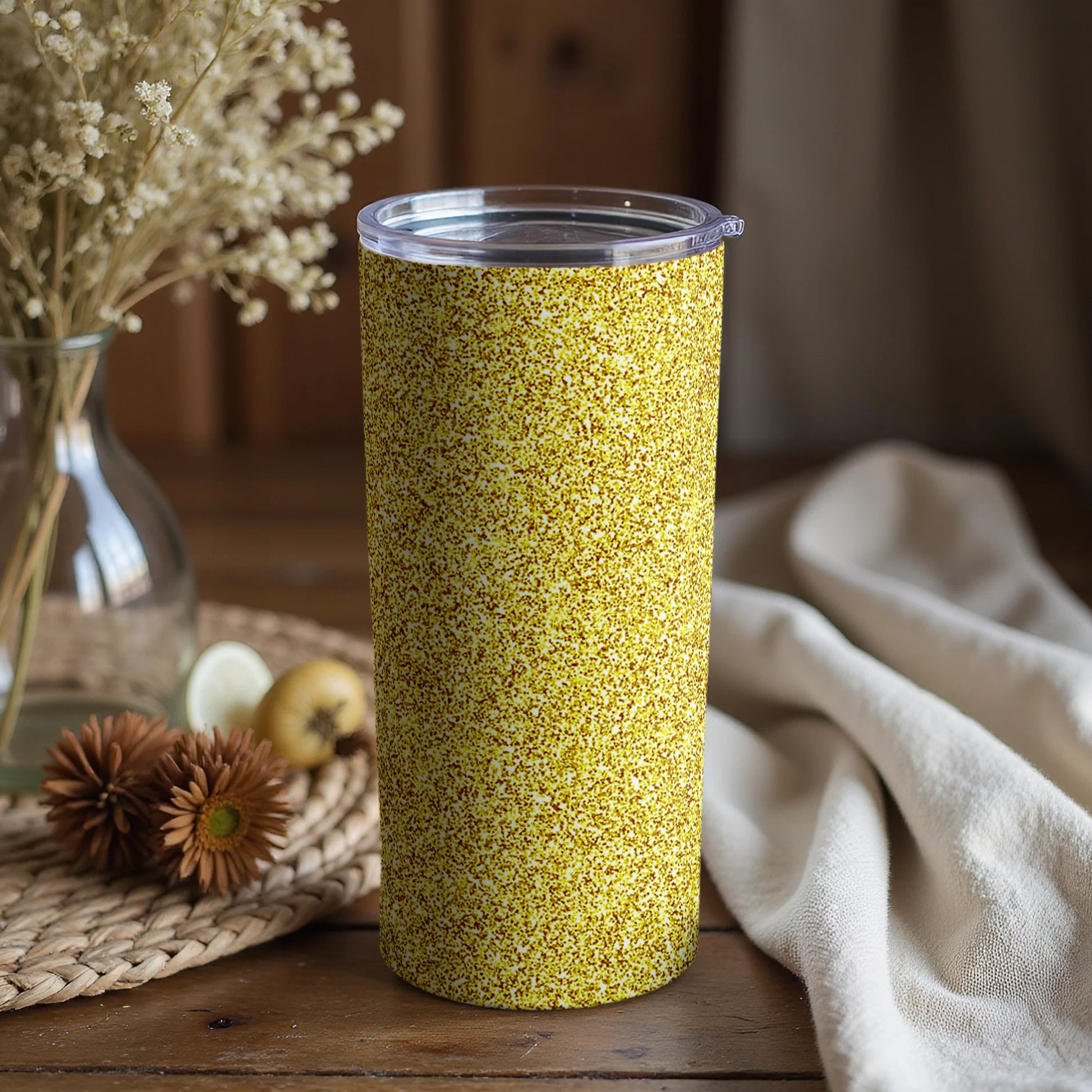 Yellow Glitter Design Insulated Tumbler