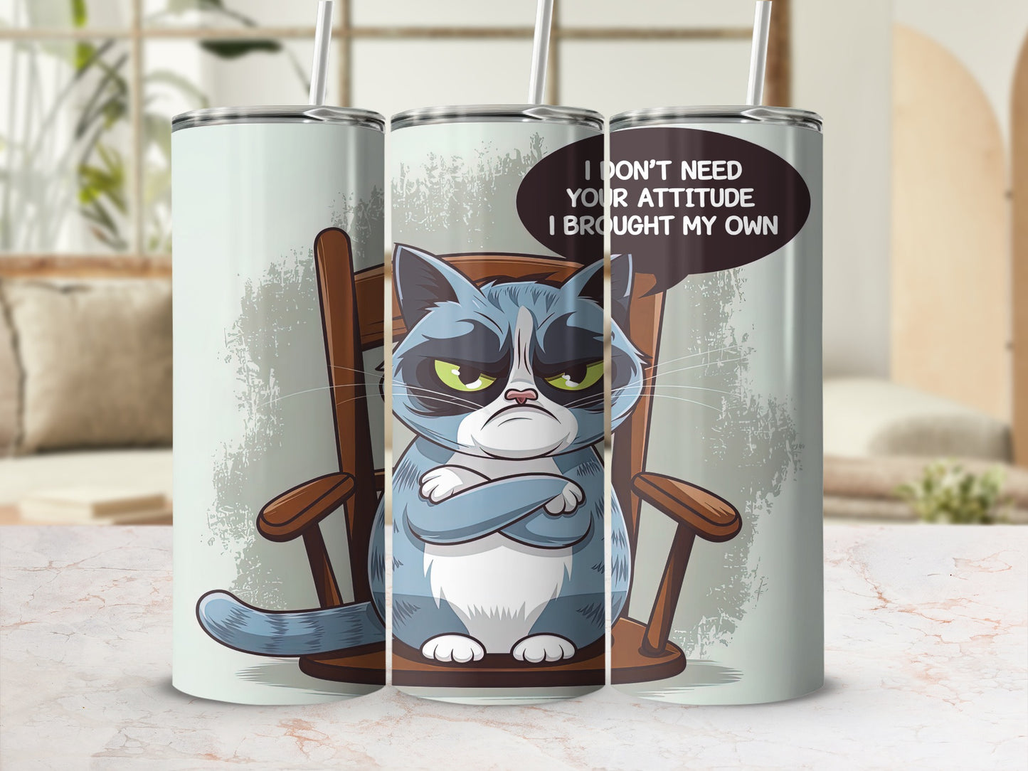 Grumpy Cat Attitude Quote I Brought My Own Funny Tumbler product type