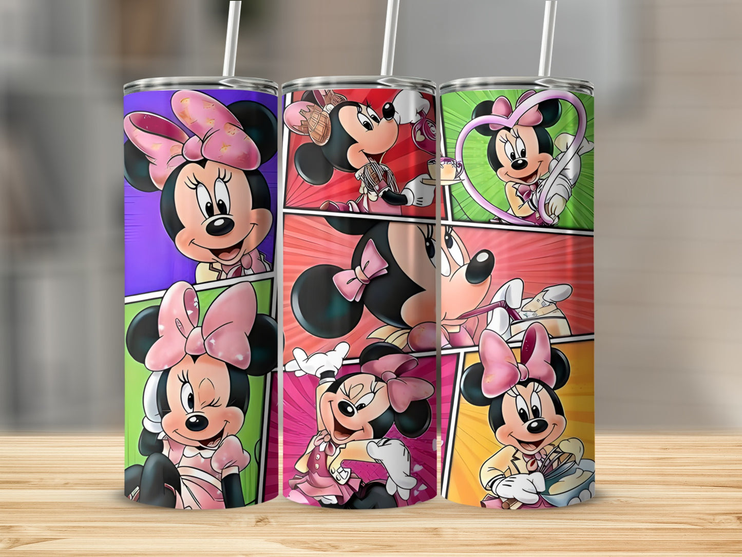 Cute Minnie Mouse Comics Tumbler in Colorful Design