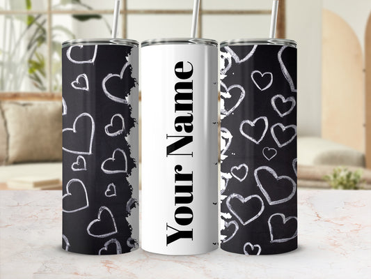 Chalk Heart Design Personalized Tumbler Cup