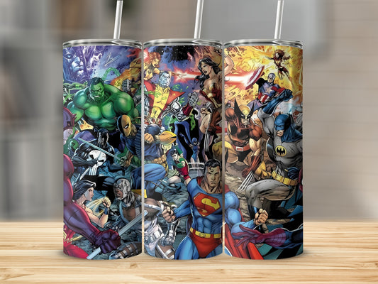 Colorful Comic Book Heroes Tumbler product