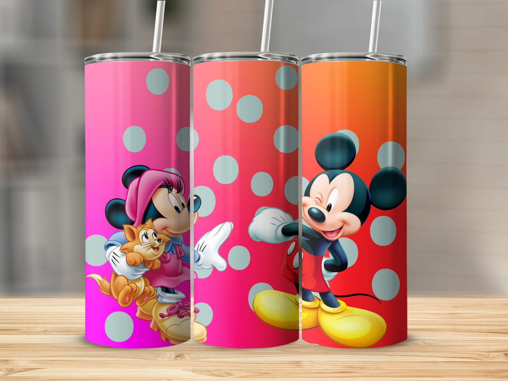 Colorful Mickey Minnie Mouse Cartoon Character Tumblers