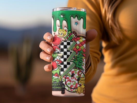Festive Christmas Tall Tumbler with Colorful Graphics