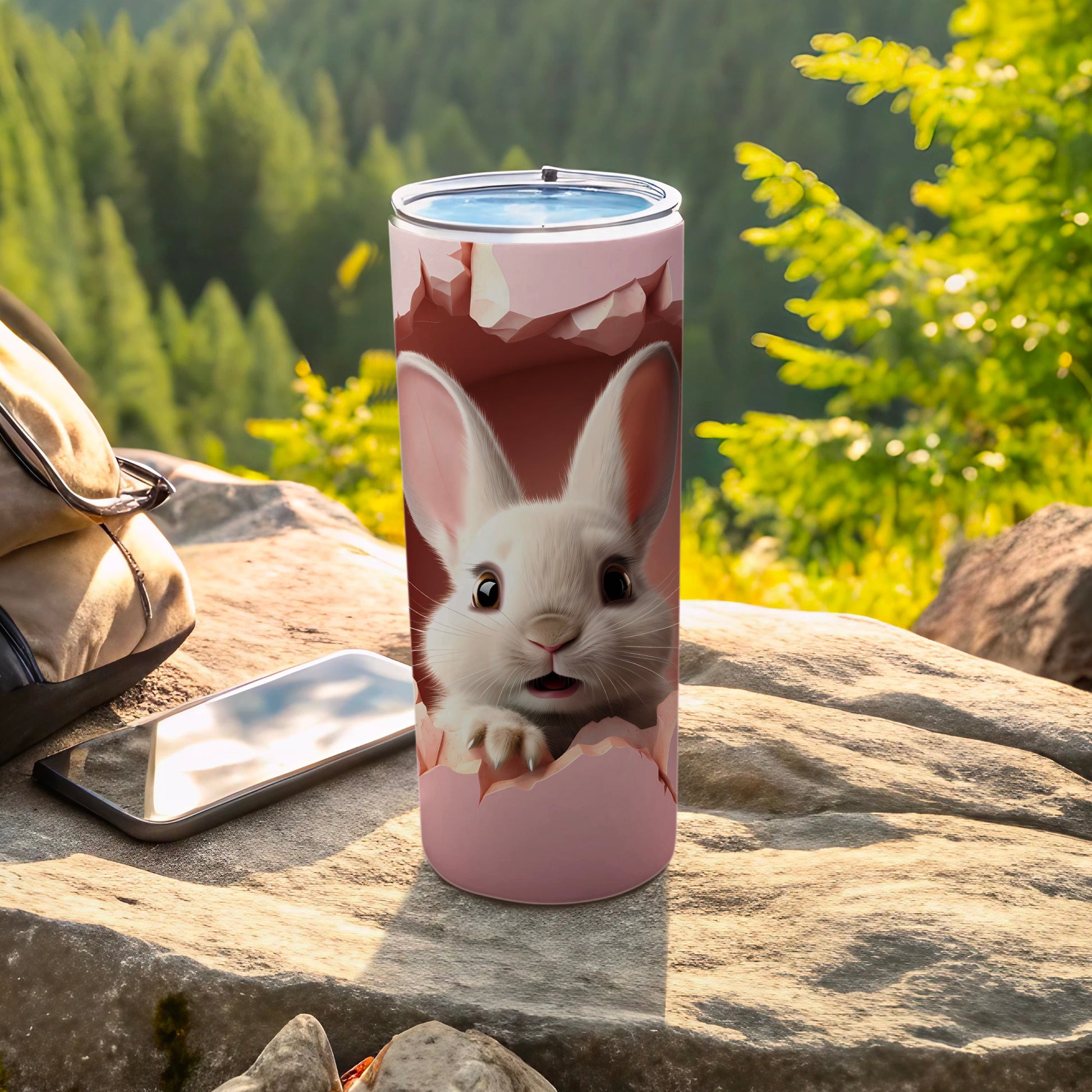 Cute Rabbit Emerging Tumbler for Outdoor Adventures