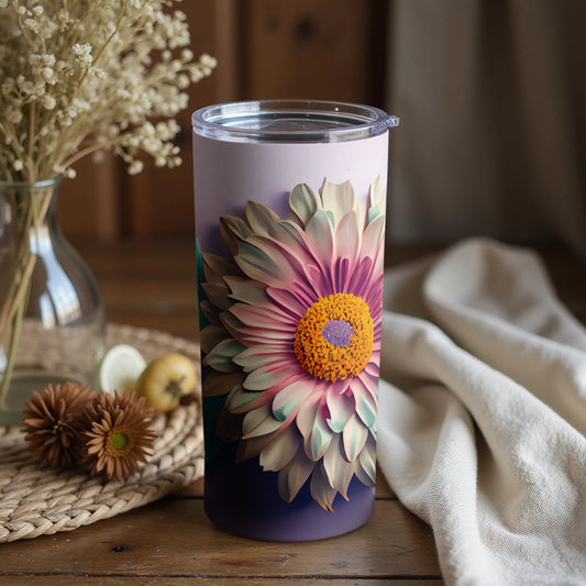 Beautiful Floral Design Purple Insulated Tumbler Cup